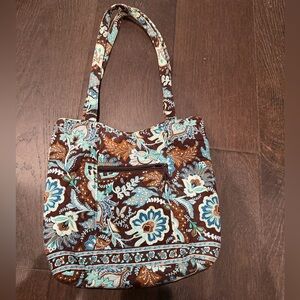Vera Bradley Brown and Blue Floral Shoulder Bag